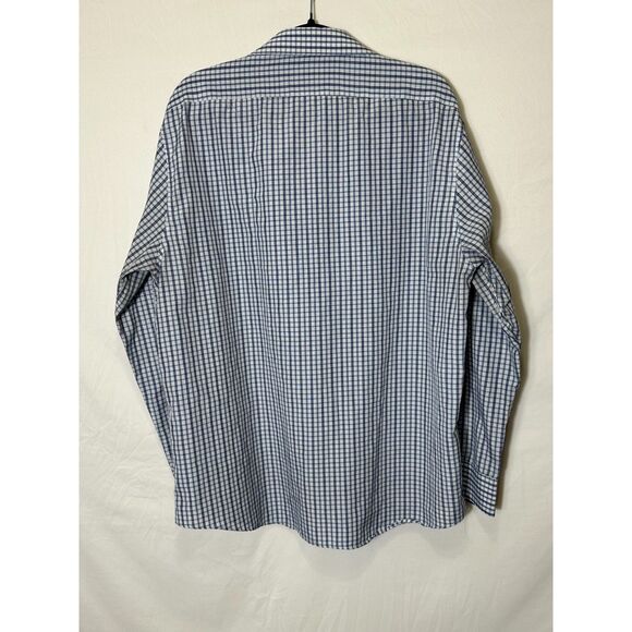 Nicole Miller Men's Small Blue Checked Long Sleeve Button Down Shirt, Size XL - Picture 3 of 3